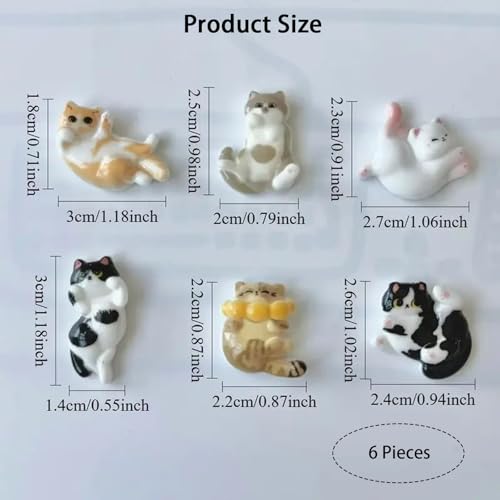 XFSAFDM 6PCS Stylish Fridge Magnets, Cat Themed Decorative Magnets for Refrigerator, Perfect for Kitchen Decor, Office, Gift (Multicolored) - Image 2