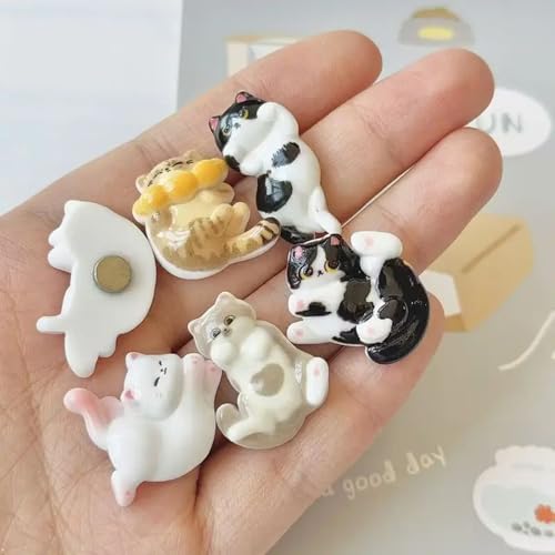 XFSAFDM 6PCS Stylish Fridge Magnets, Cat Themed Decorative Magnets for Refrigerator, Perfect for Kitchen Decor, Office, Gift (Multicolored) - Image 3