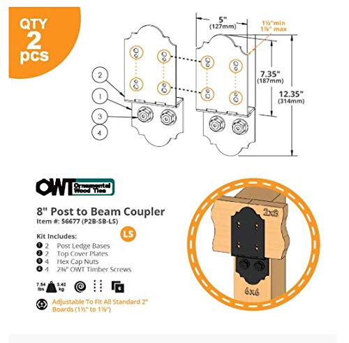 Ozco Building Products 56677 Laredo Sunset 8-inch Post to Beam Coupler (2 per Pack) , Black - Image 2