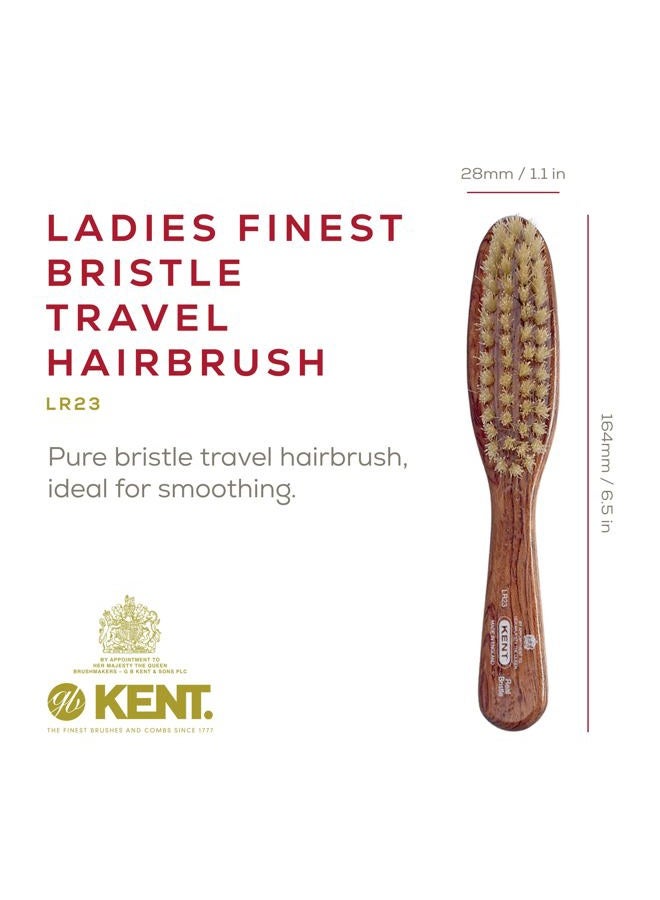 Kent LR23 Finest Ladies Narrow Style, Danta Wood, Pure White Bristle Hair Brush - Short to Medium Length Hair, Handbag Sized - Image 2