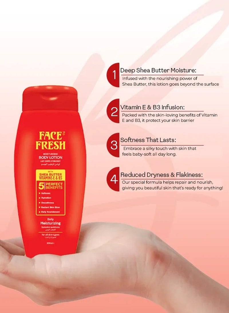 Face Fresh Daily Moisturizing Body Lotion for Dry Skin, Softness, Hydration, Smoothness, Radiant Glow, Suitable for All Skin Types, 200 ml - Image 3