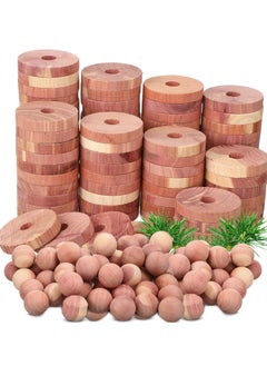 50 Pcs Cedar Blocks for Clothes Storage Including 25 Balls & 25 Rings Wood Closet Freshener Aromatic Deodorizer Shoe Bags Drawer Protection