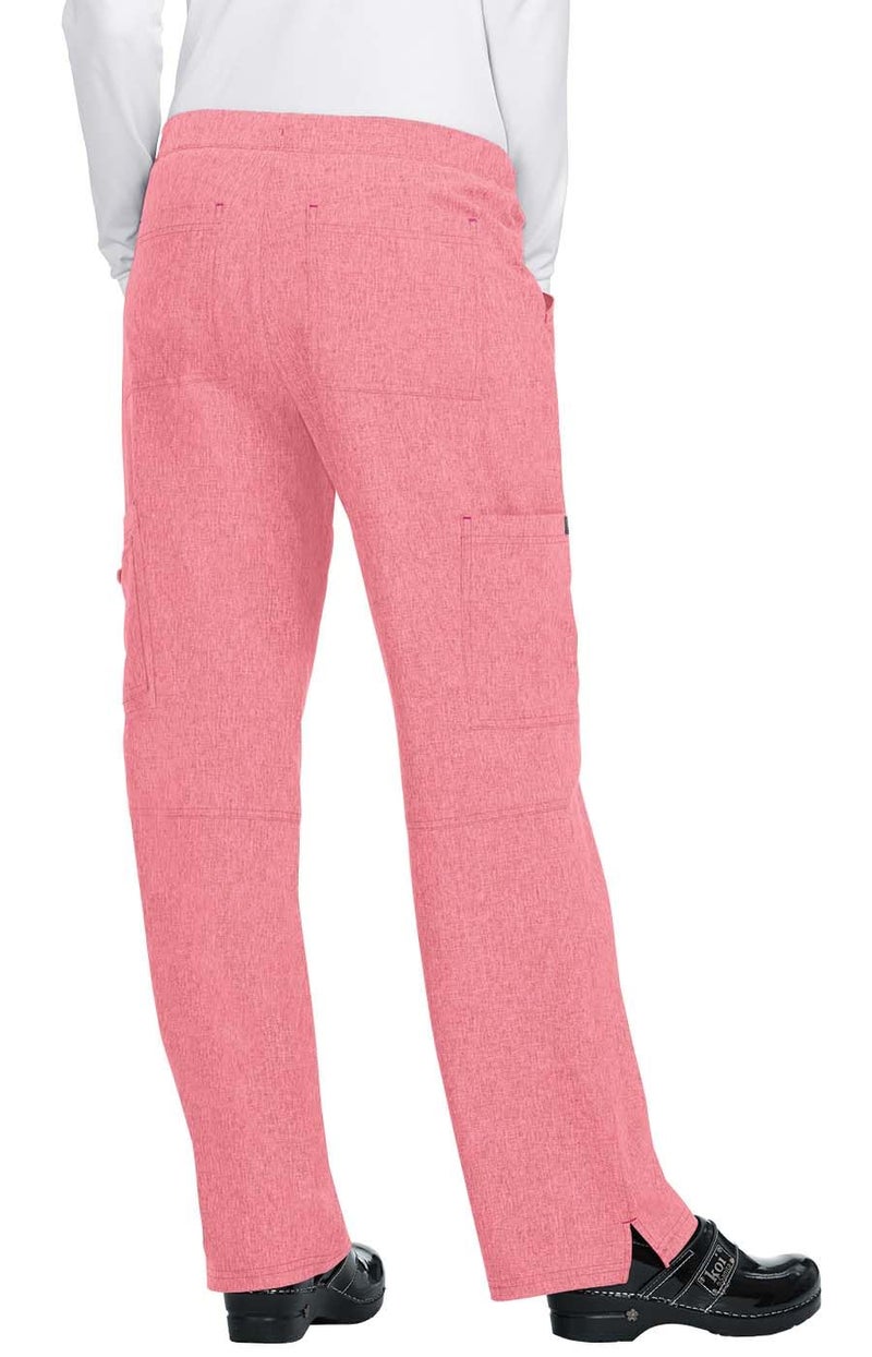 KOI Basics Women's Holly Cargo Scrub Pants, 8 Pockets, Drawstring Waist Heather Soft Pink Large Tall - Image 2