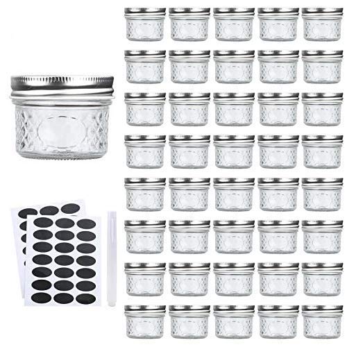 Accguan Mini Mason Glass Canning Jars,4 OZ Jelly Jars With Regular Lids（Silver,Ideal for Honey,Jam,Wedding Favors,Shower Favors,Small Pice Jars 40 PACK - Image 1
