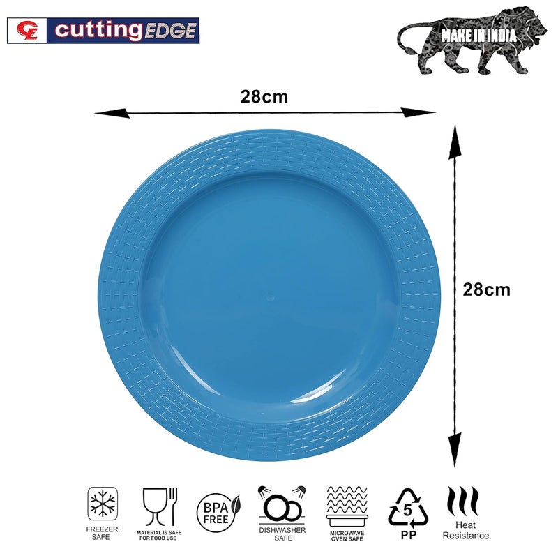 Cutting EDGE Round Full Dinner Plates Set of 4 MicrowaveDishwasherFreezer Safe Diameter 273 cm Blue - Image 2