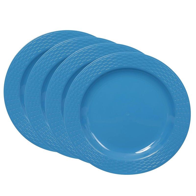 Cutting EDGE Round Full Dinner Plates Set of 4 MicrowaveDishwasherFreezer Safe Diameter 273 cm Blue - Image 1