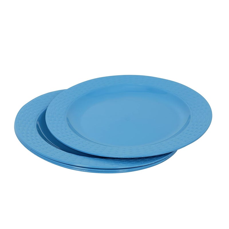 Cutting EDGE Round Full Dinner Plates Set of 4 MicrowaveDishwasherFreezer Safe Diameter 273 cm Blue - Image 4