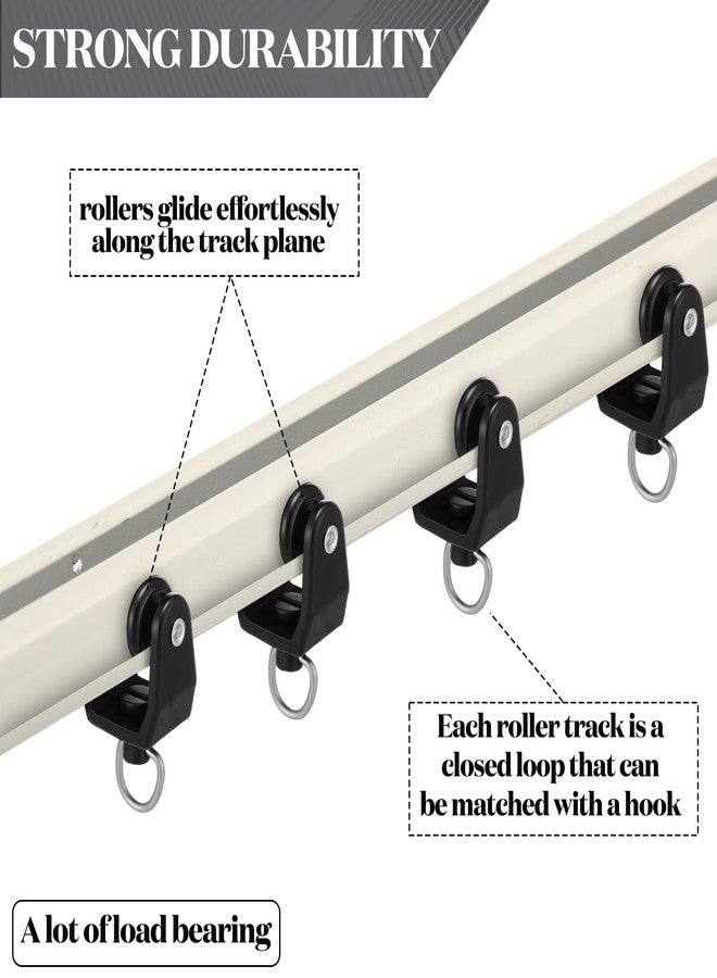 Jetec 50 Pcs Curtain Track Rollers Bulk Ceiling Curtain Track Hooks Flexible Bendable Clips 11 mm White Plastic Drapery Rail Gliders with Hooks for Shower Window (Black) - Image 3