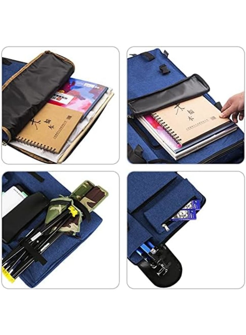 SYOSI Art Portfolio Case Bag, Art Canvas Portfolio Case with Shoulder Strap & Handle, Light Weight Artists Carry Bag for Artwork, Poster, Sketching, And Drawing, 18.5 X 25.5in, Blue - Image 3