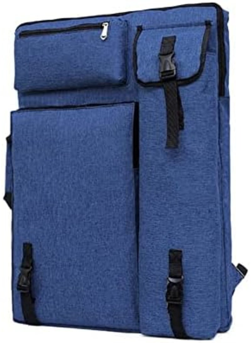 SYOSI Art Portfolio Case Bag, Art Canvas Portfolio Case with Shoulder Strap & Handle, Light Weight Artists Carry Bag for Artwork, Poster, Sketching, And Drawing, 18.5 X 25.5in, Blue - Image 1
