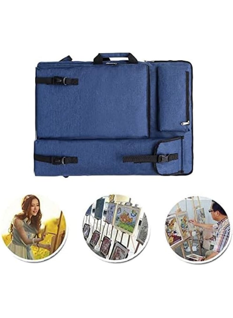 SYOSI Art Portfolio Case Bag, Art Canvas Portfolio Case with Shoulder Strap & Handle, Light Weight Artists Carry Bag for Artwork, Poster, Sketching, And Drawing, 18.5 X 25.5in, Blue - Image 2