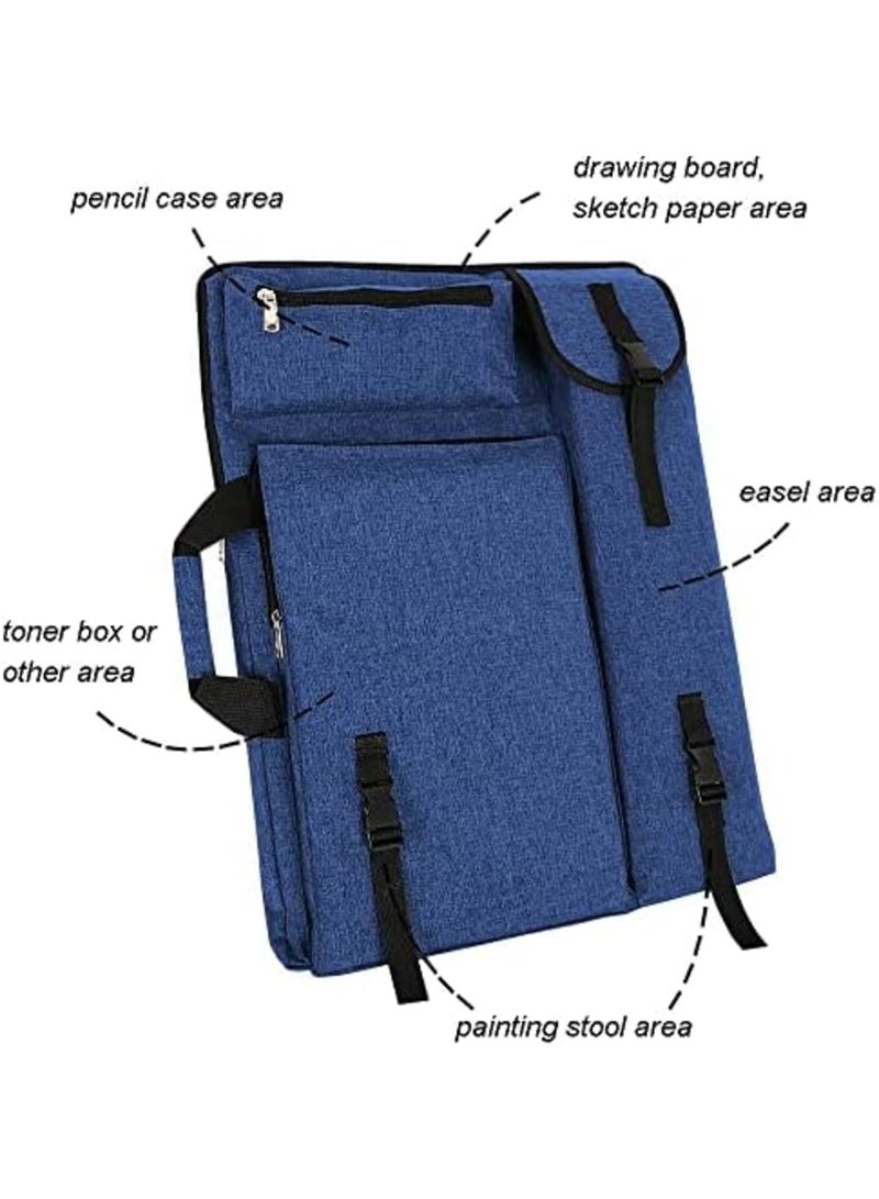 SYOSI Art Portfolio Case Bag, Art Canvas Portfolio Case with Shoulder Strap & Handle, Light Weight Artists Carry Bag for Artwork, Poster, Sketching, And Drawing, 18.5 X 25.5in, Blue - Image 4