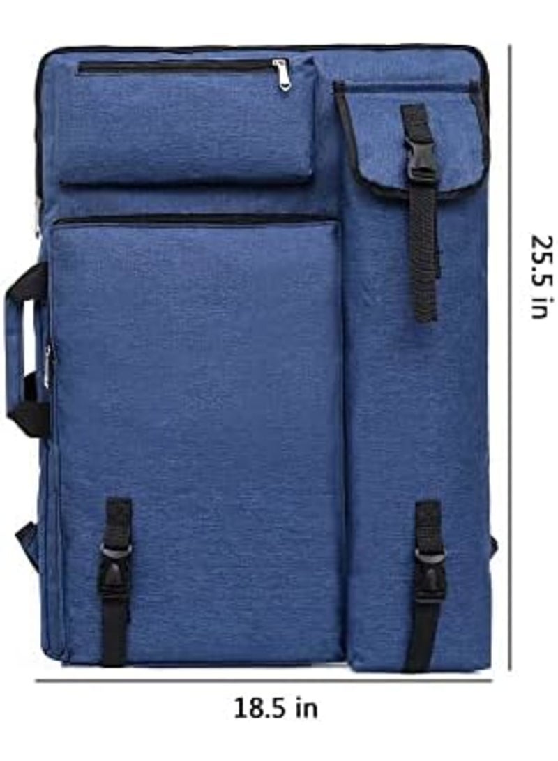 SYOSI Art Portfolio Case Bag, Art Canvas Portfolio Case with Shoulder Strap & Handle, Light Weight Artists Carry Bag for Artwork, Poster, Sketching, And Drawing, 18.5 X 25.5in, Blue - Image 5