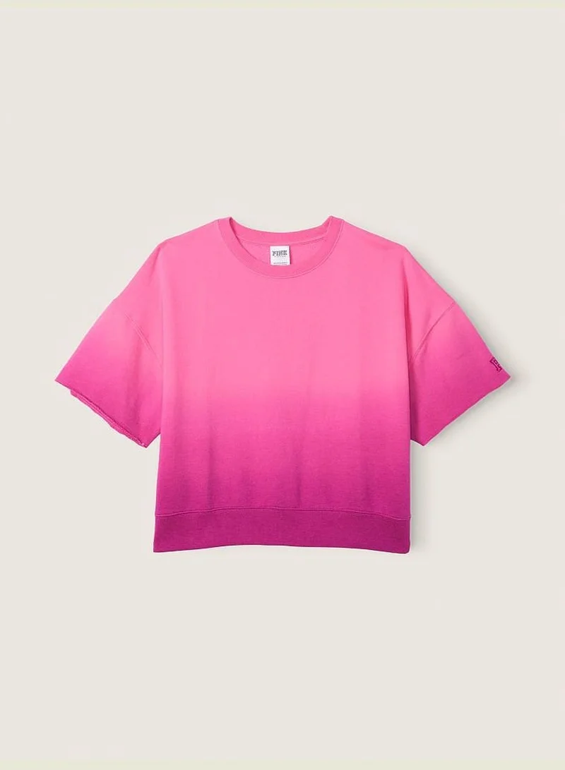 PINK Short Sleeve Crop Crew Sweatshirt