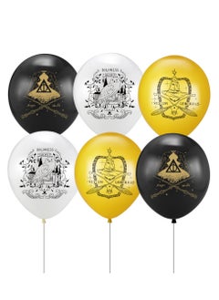 Mordely Magic Theme Balloon Garland Kit - Wizard & Witch Birthday Party Decorations - Includes 8 Gold Balloons, 6 Black Balloons, 6 White Balloons, Banner & 2 Gold Flat Ribbons  - Image 5