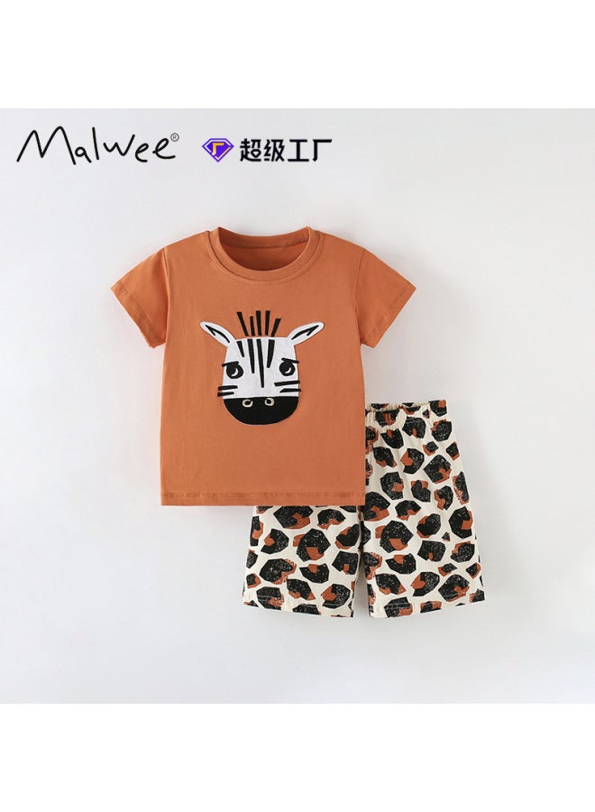Boys Suit European And American Children Round Neck Short Sleeve T-shirt Home Clothes