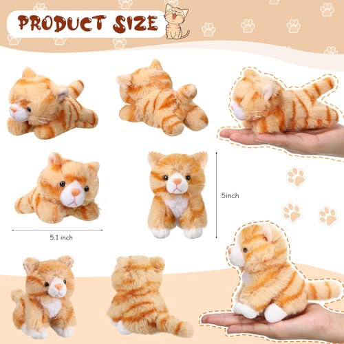 Leitee 16 Pcs Cat Stuffed Animals Bulk Party Favor 5 Inch Kitten Plush Toy Assorted Cute Cat Plush Stuffed Gift Small Fluffy Animal Toy for Birthday Adopt Pet Classroom Party FavorLovely Style - Image 5
