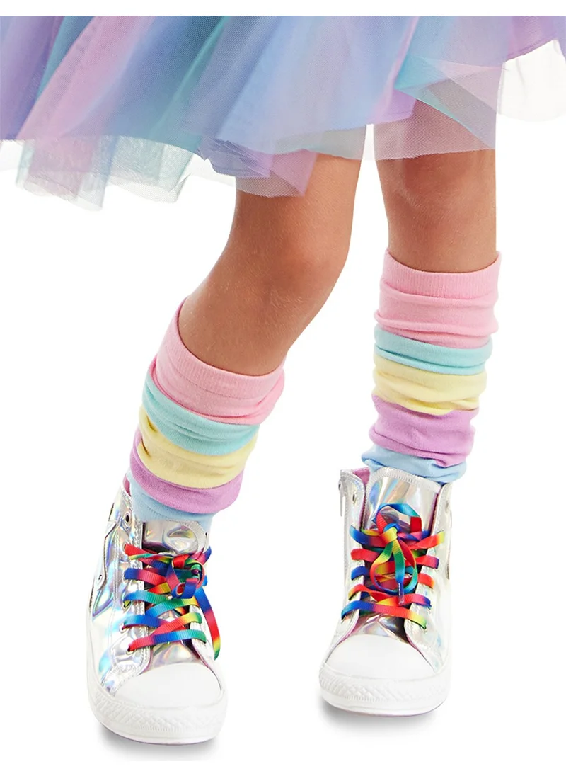 Denokids Pink Blue Striped Girls Leggings