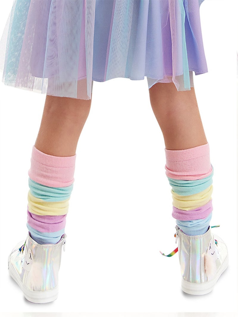 Denokids Pink Blue Striped Girls Leggings  - Image 2