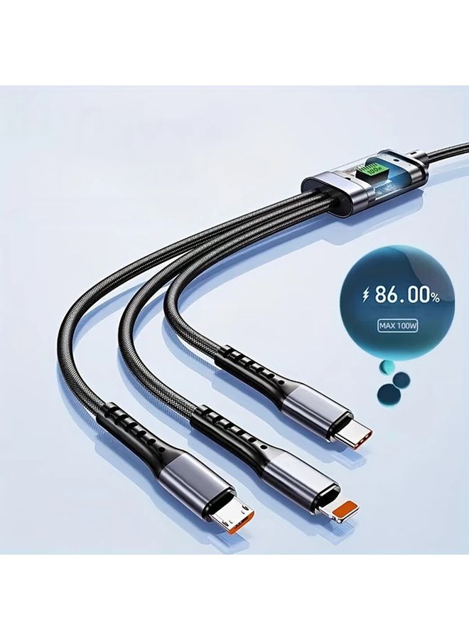 3Pcs 3in1 Multi USB Charging Cable Nylon Braided Fast Charger 1.2m - Image 5