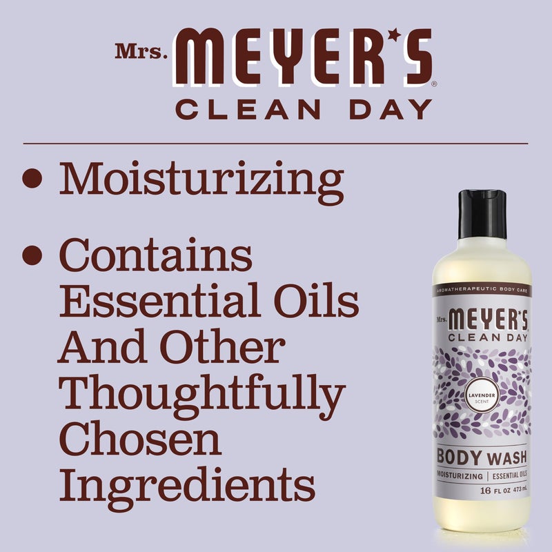 MRS. MEYER'S CLEAN DAY Moisturizing Body Wash for Women and Men, Biodegradable Shower Gel Formula Made with Essential Oils, Lavender, 16 oz - Image 4