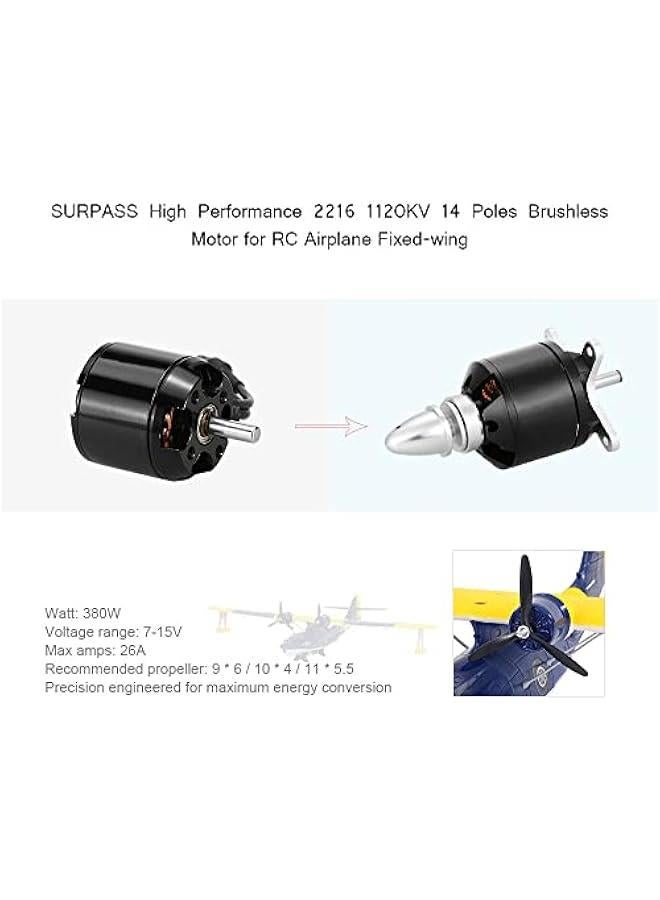 Original SURPASS High Performance 2216 1120KV 14 Poles Brushless Motor for RC Airplane Fixed-wing  - Image 3