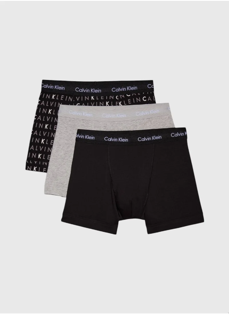 CALVIN KLEIN Men's 3 Pack Trunks - Cotton, Black