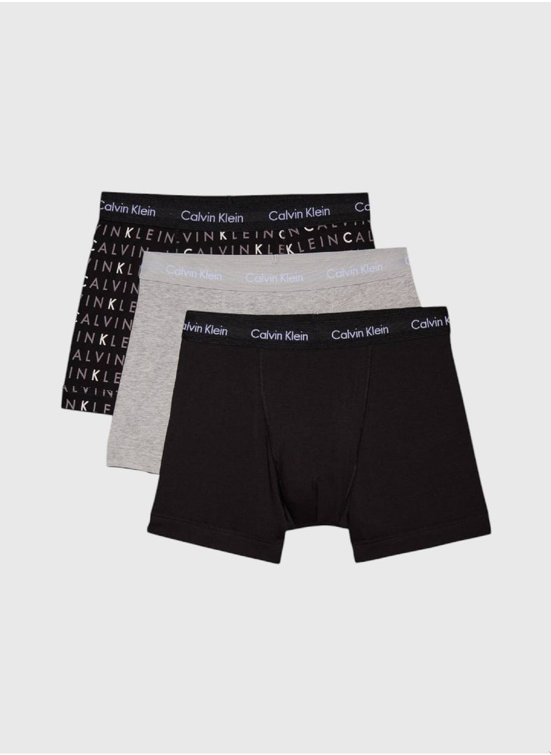 CALVIN KLEIN Men's 3 Pack Trunks - Cotton, Black 