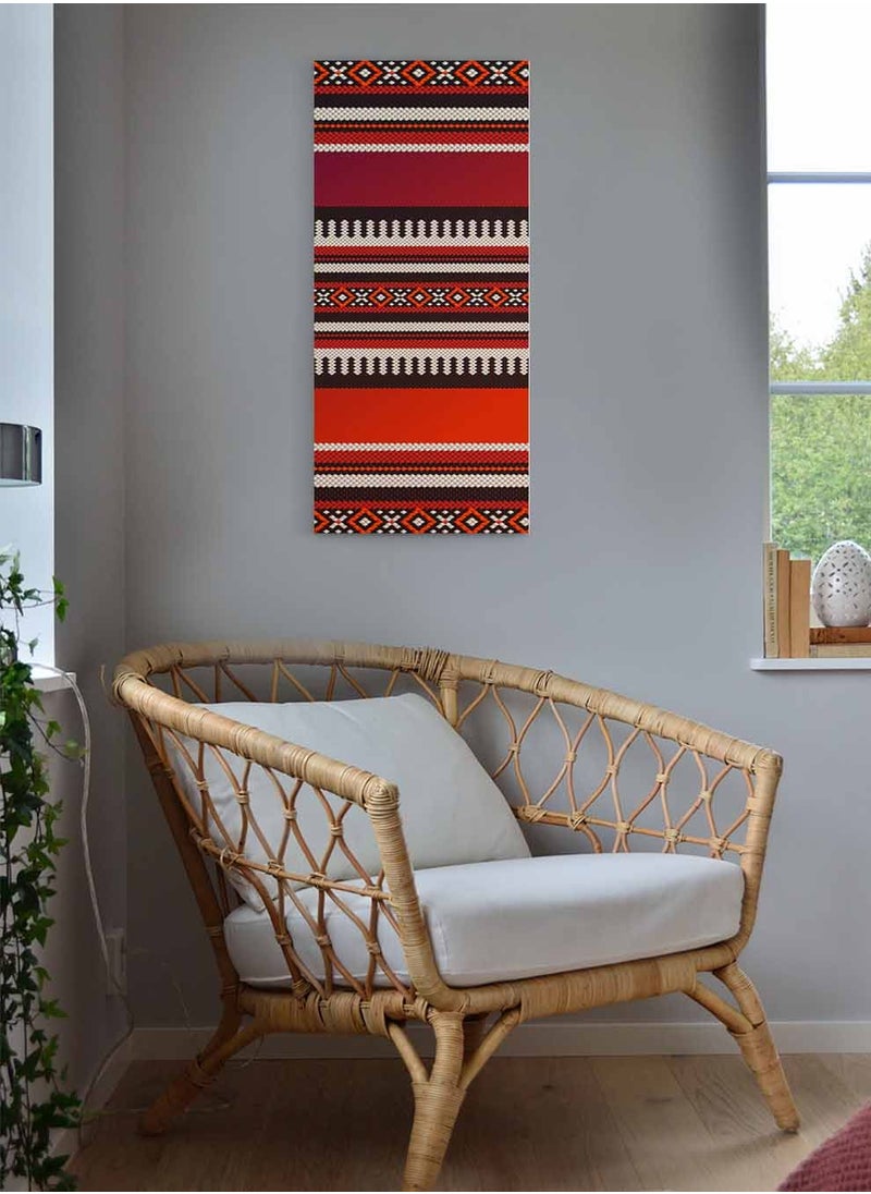 LOWHA Framed Canvas Wall Art Stretched Over Wooden Frame, Panorama Orientation Arabian Sadu Painting, For Home, Living Room, Office Décor  - Image 1