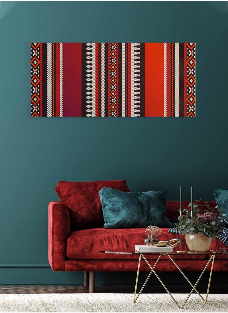 LOWHA Framed Canvas Wall Art Stretched Over Wooden Frame, Panorama Orientation Arabian Sadu Painting, For Home, Living Room, Office Décor  - Image 4