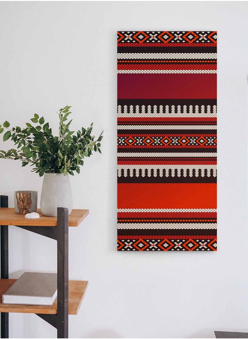 LOWHA Framed Canvas Wall Art Stretched Over Wooden Frame, Panorama Orientation Arabian Sadu Painting, For Home, Living Room, Office Décor  - Image 2
