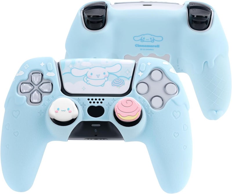Kuitmor PS5 Controller Skin,Soft Silicone Protective Cover Case Anti-Slip Protective Shell for PS5 Controller with 2 Thumb Grip Caps and 1 Sticker (Blue) - Image 1