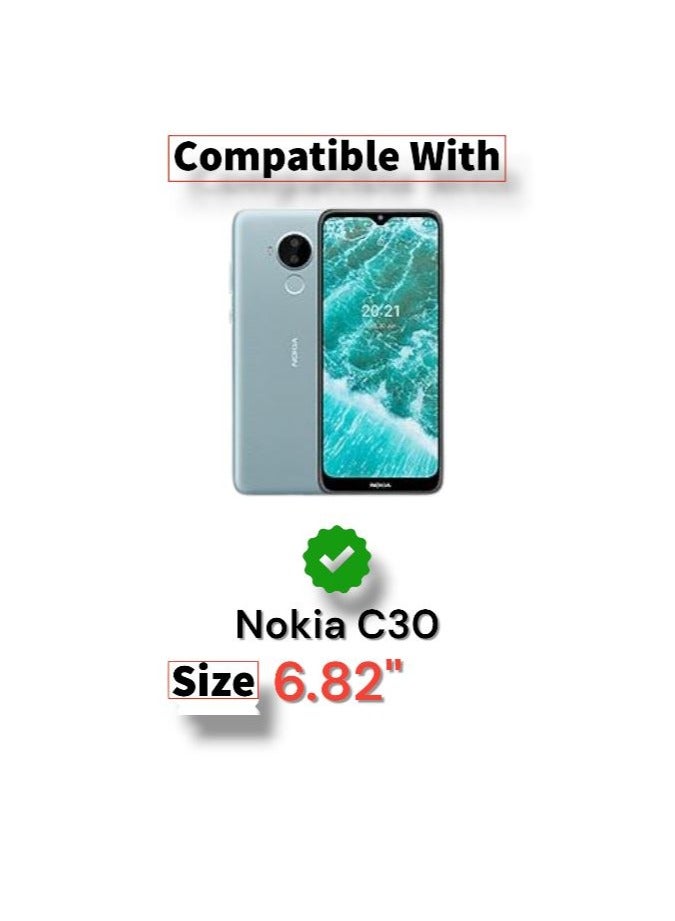 For Nokia C30 Two-line design Flip Leather Wallet Card Slot Case with Kickstand,Strap Magnetic Closure,Included Internal Tpu Silicone Case,Compatible with Nokia C30 (6.82'') (Black)  - Image 5