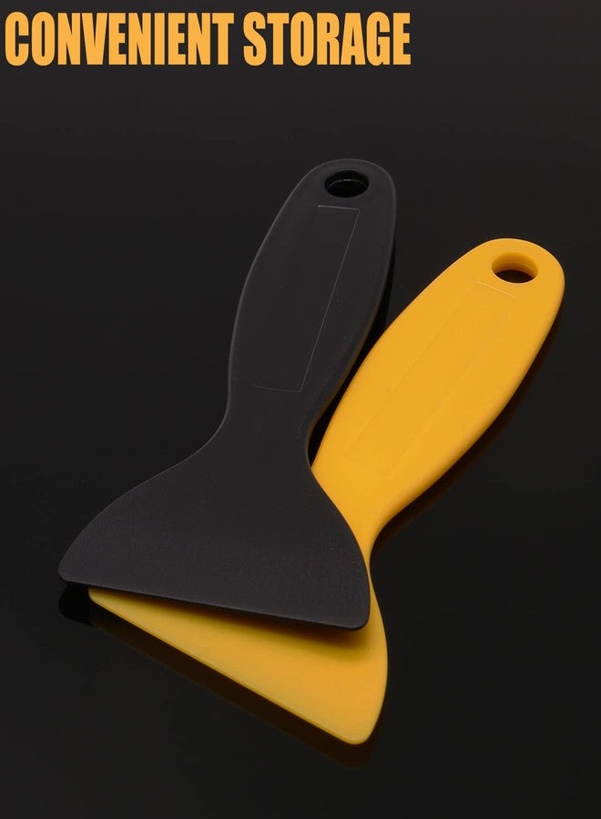 Suiwotin 12pcs Plastic Spatula Scraper, Plastic Putty Scraper Air Bubble Remover, Paint Spatula Scraper Cleaner, Resin Print Scraper Sticker Installation Tool for Decal, Grout Removal (Black, Yellow) - Image 2