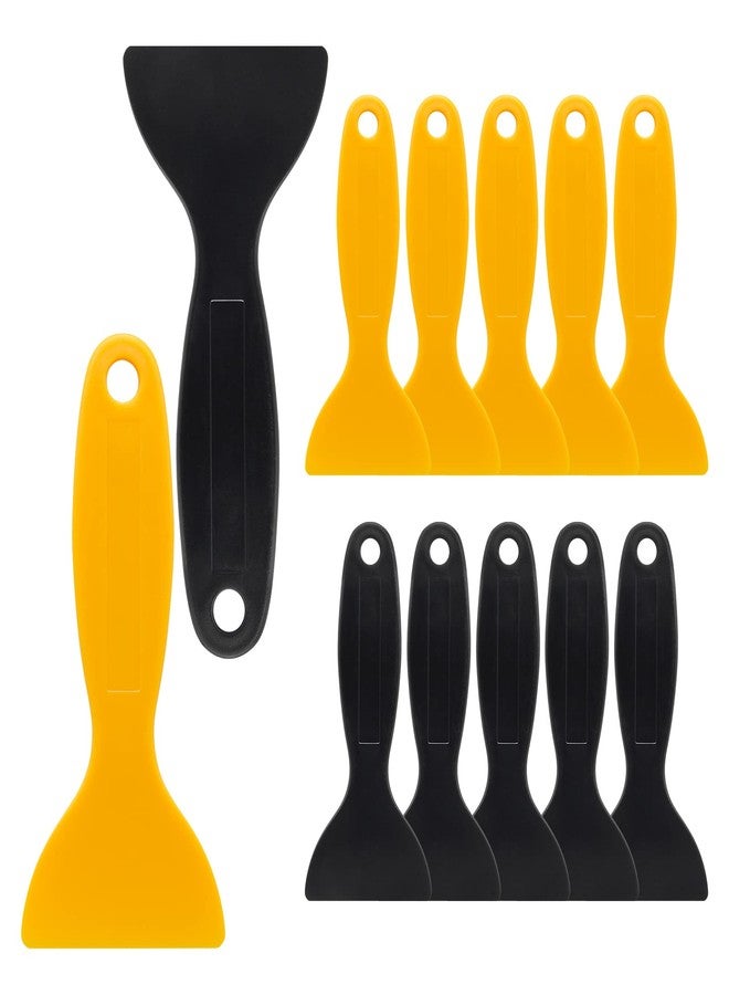 Suiwotin 12pcs Plastic Spatula Scraper, Plastic Putty Scraper Air Bubble Remover, Paint Spatula Scraper Cleaner, Resin Print Scraper Sticker Installation Tool for Decal, Grout Removal (Black, Yellow) - Image 1