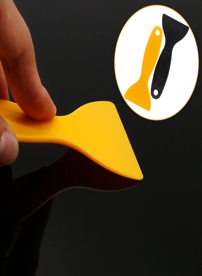 Suiwotin 12pcs Plastic Spatula Scraper, Plastic Putty Scraper Air Bubble Remover, Paint Spatula Scraper Cleaner, Resin Print Scraper Sticker Installation Tool for Decal, Grout Removal (Black, Yellow) - Image 4