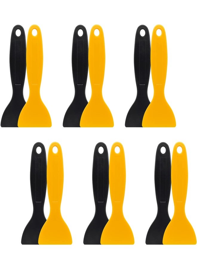 Suiwotin 12pcs Plastic Spatula Scraper, Plastic Putty Scraper Air Bubble Remover, Paint Spatula Scraper Cleaner, Resin Print Scraper Sticker Installation Tool for Decal, Grout Removal (Black, Yellow) - Image 5