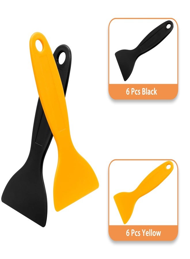 Suiwotin 12pcs Plastic Spatula Scraper, Plastic Putty Scraper Air Bubble Remover, Paint Spatula Scraper Cleaner, Resin Print Scraper Sticker Installation Tool for Decal, Grout Removal (Black, Yellow) - Image 3