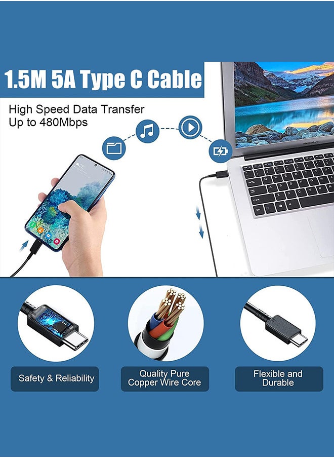 None/Brand - 45W USB Type-C Fast Charger for S23 Ultra/S23+/S22/S21/A54/A53/A52/A32 | 4.9FT Quick Charge Cable Included - Image 1