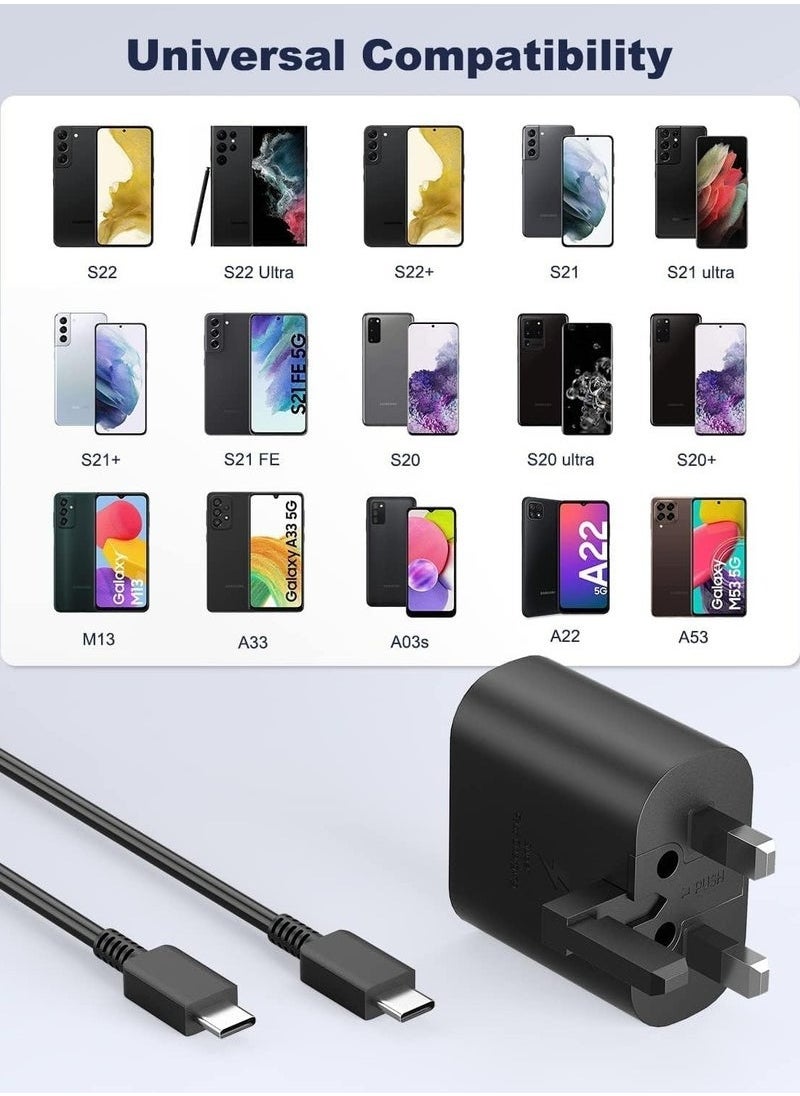 None/Brand - 45W USB Type-C Fast Charger for S23 Ultra/S23+/S22/S21/A54/A53/A52/A32 | 4.9FT Quick Charge Cable Included - Image 1