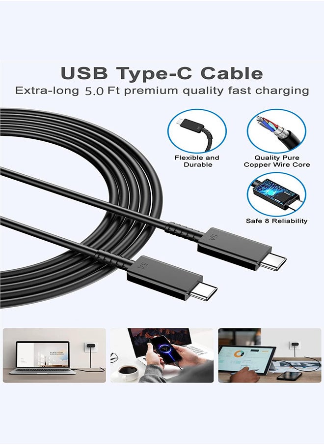 None/Brand - 45W USB Type-C Fast Charger for S23 Ultra/S23+/S22/S21/A54/A53/A52/A32 | 4.9FT Quick Charge Cable Included - Image 1