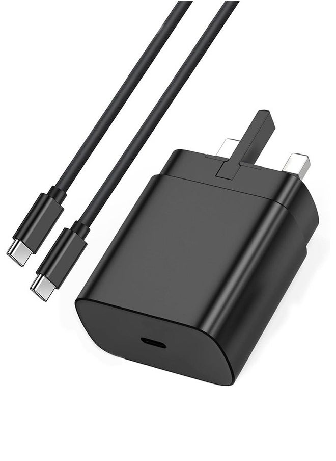 None/Brand - 45W Super Fast Charger with Type-C Jack and USB-C Cable, 1.5m Fast Charging Wall Adapter, Compatible with S24 Ultra/S24 Plus/S23 FE/S24/S22/S21 S20, A54 A25 A15 A05S A53 A34 A23 5G, Z Fold 4 5/Z Filp, Tab S7 S8, and Other Devices, Black - Image 1