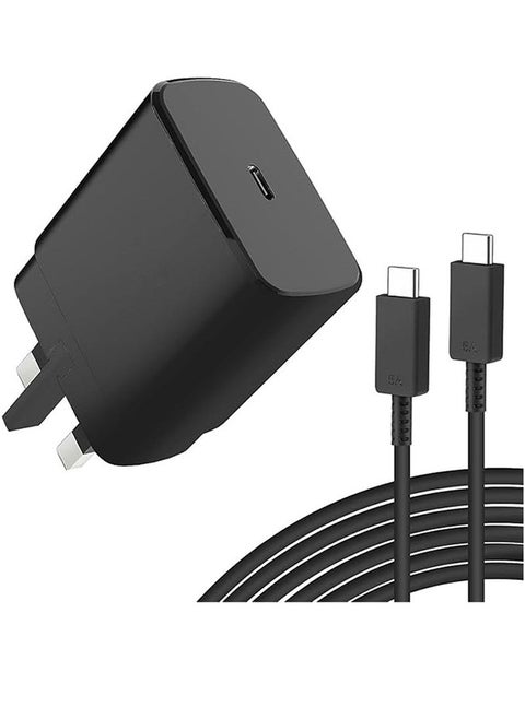 45W Super Fast Charger with Type-C Jack and USB-C Cable, 1.5m Fast Charging Wall Adapter, Compatible with S24 Ultra/S24 Plus/S23 FE/S24/S22/S21 S20, A54 A25 A15 A05S A53 A34 A23 5G, Z Fold 4 5/Z Filp, Tab S7 S8, and Other Devices, Black