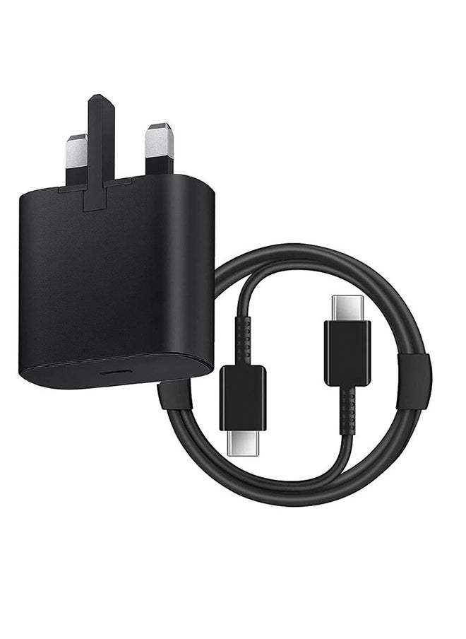 None/Brand - 45W Super Fast Charger with Type-C Jack and USB-C Cable, 1.5m Fast Charging Wall Adapter, Compatible with S24 Ultra/S24 Plus/S23 FE/S24/S22/S21 S20, A54 A25 A15 A05S A53 A34 A23 5G, Z Fold 4 5/Z Filp, Tab S7 S8, and Other Devices, Black - Image 1