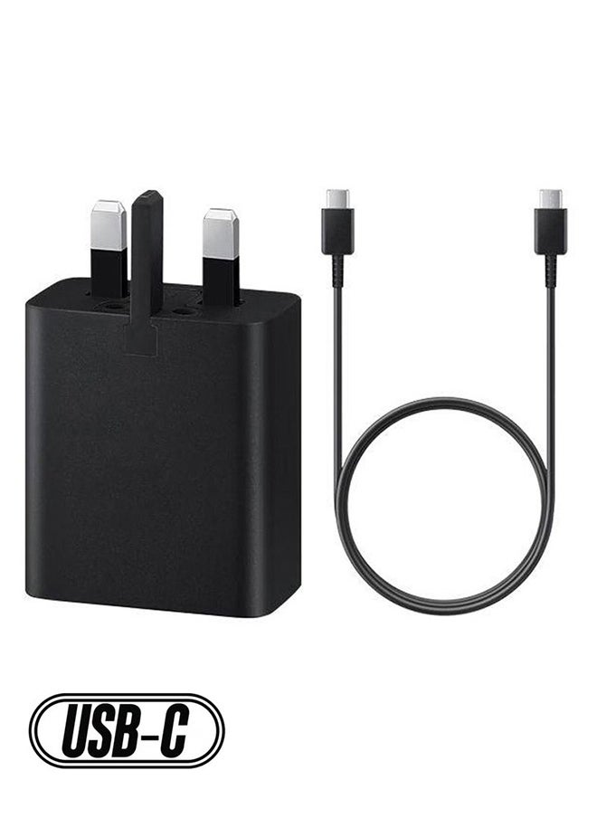 None/Brand - 45W Super Fast Charger with Type-C Jack and USB-C Cable, 1.5m Fast Charging Wall Adapter, Compatible with S24 Ultra/S24 Plus/S23 FE/S24/S22/S21 S20, A54 A25 A15 A05S A53 A34 A23 5G, Z Fold 4 5/Z Filp, Tab S7 S8, and Other Devices, Black - Image 1