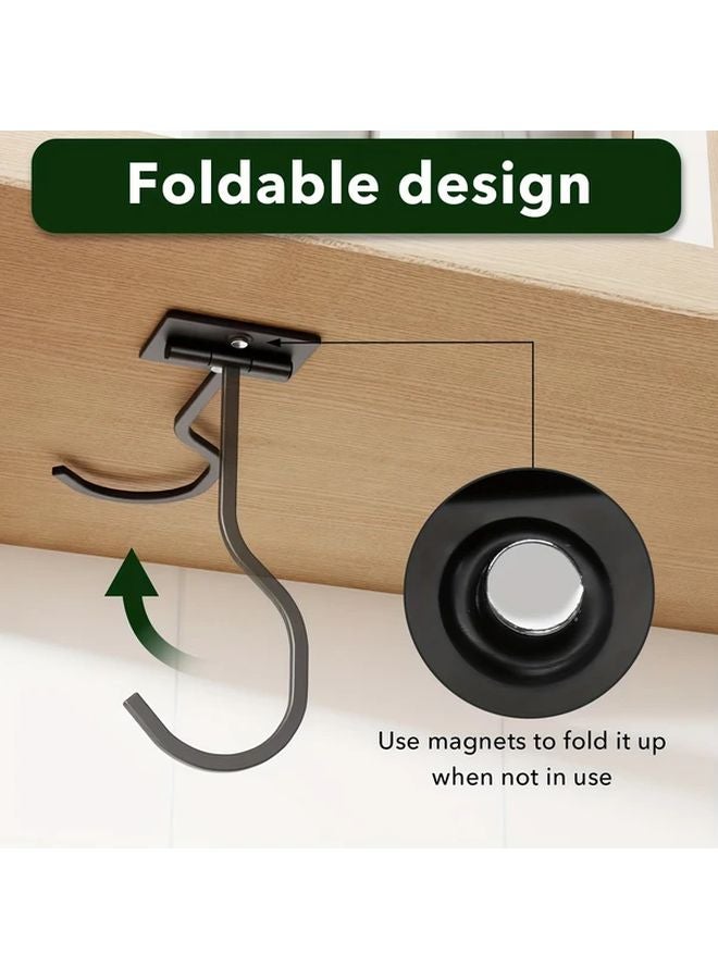 1pc Black Cast Iron Foldable Magnetic Ceiling Cabinet Organizer Banana Holder Hook - Image 2