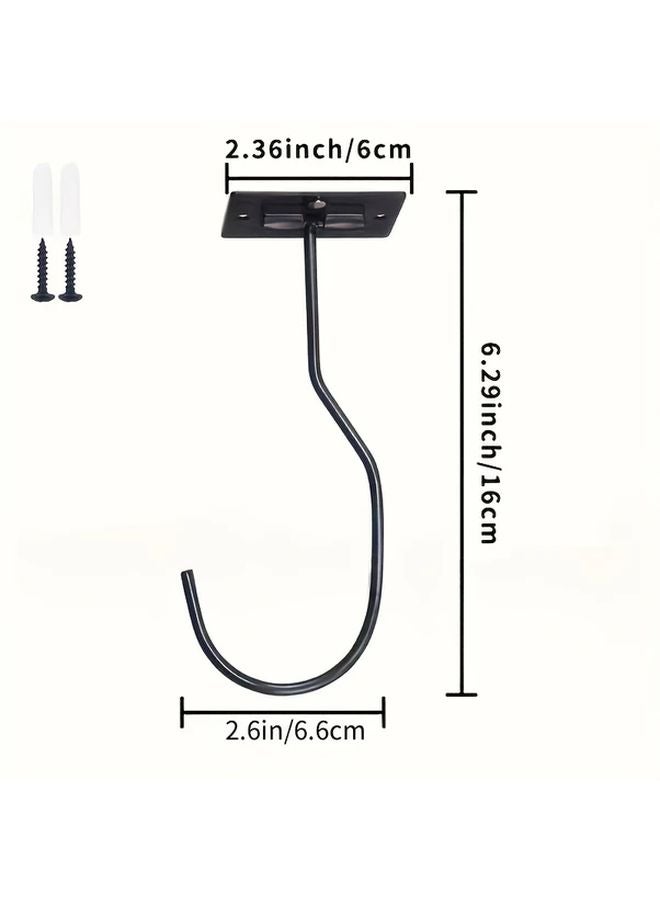 1pc Black Cast Iron Foldable Magnetic Ceiling Cabinet Organizer Banana Holder Hook - Image 3