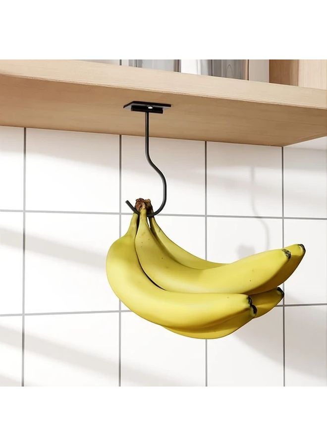 1pc Black Cast Iron Foldable Magnetic Ceiling Cabinet Organizer Banana Holder Hook - Image 5