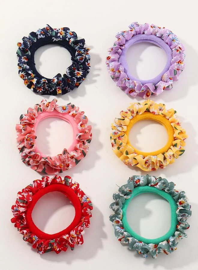 تايك تو Set of 6 - Ruffle Flower Hair Ties