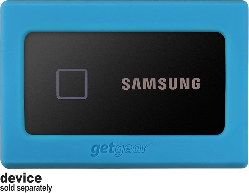 GETGEAR Silicone Bumper for Samsung T7, T7 Touch Portable SSD - 1TB, 2TB, 500GB, USB 3.2, Strong-Shock Absorbing, Slip-Resistant- Black (Sky Blue) - Image 2